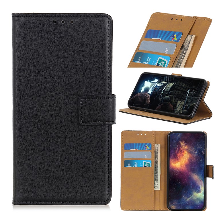 Wallet Leather Stand Case for Motorola P40 Play - Black-1