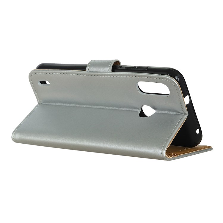 Wallet Leather Stand Case for Motorola P40 Play - Silver-9