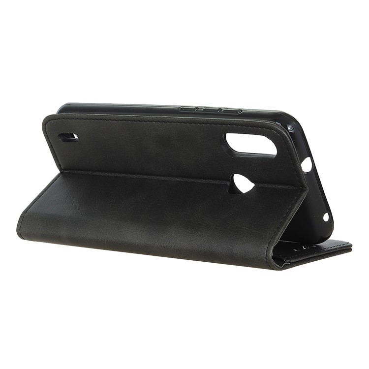 Auto-absorbed Split Leather Cell Phone Case for Motorola P40 Play - Black-8