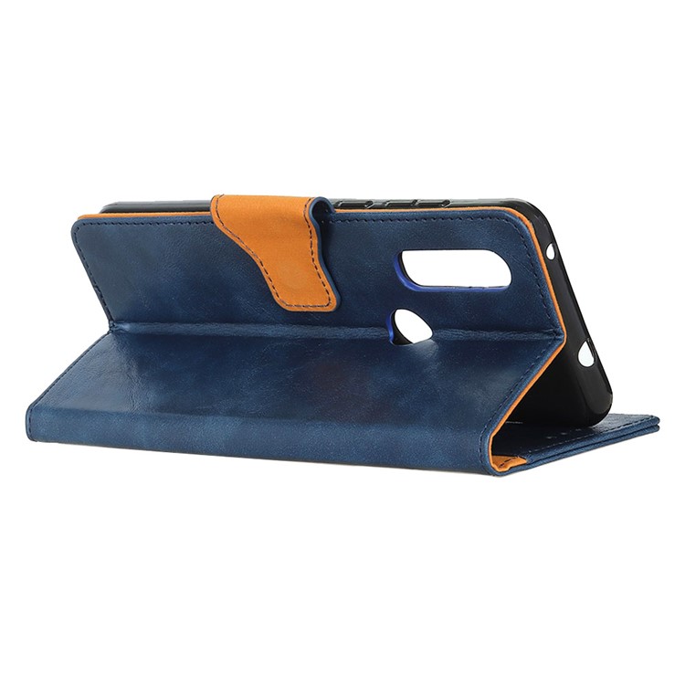 Crazy Horse Magnetic Stand Wallet Split Leather Protective Case for Motorola P40 Power - Blue-10