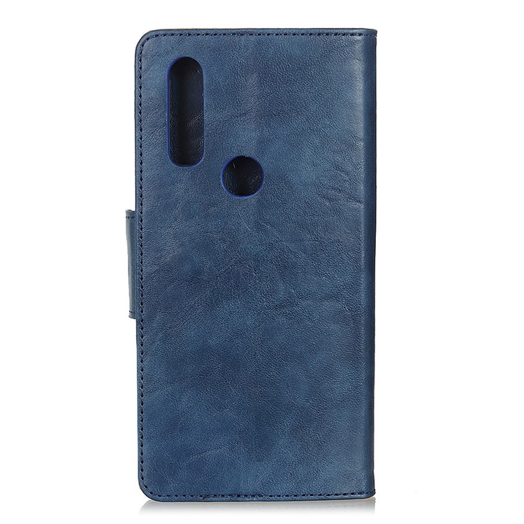 Crazy Horse Magnetic Stand Wallet Split Leather Protective Case for Motorola P40 Power - Blue-11