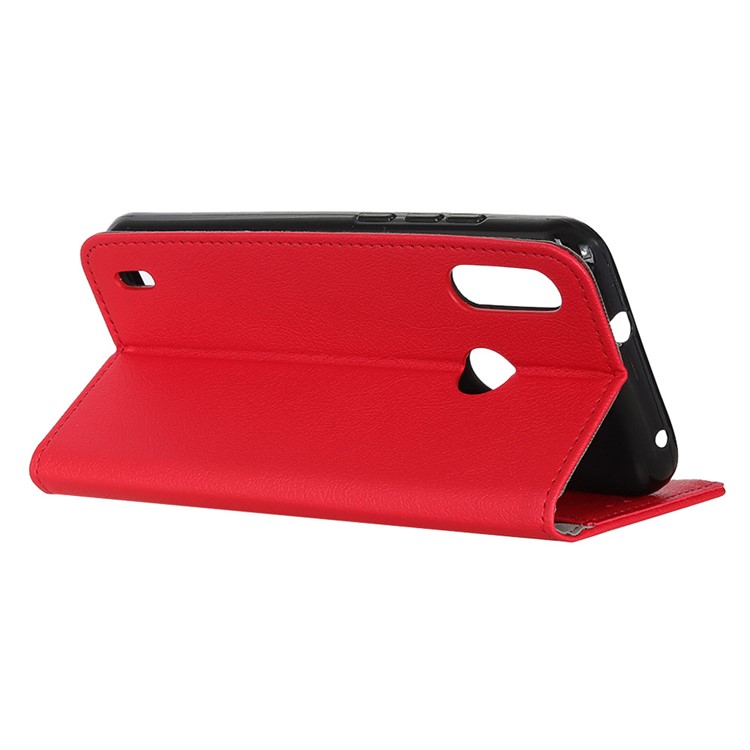 Wallet Stand Leather Flip Cell Phone Case for Motorola P40 Play - Red-5