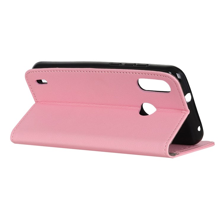 Wallet Stand Leather Flip Cell Phone Case for Motorola P40 Play - Pink-5