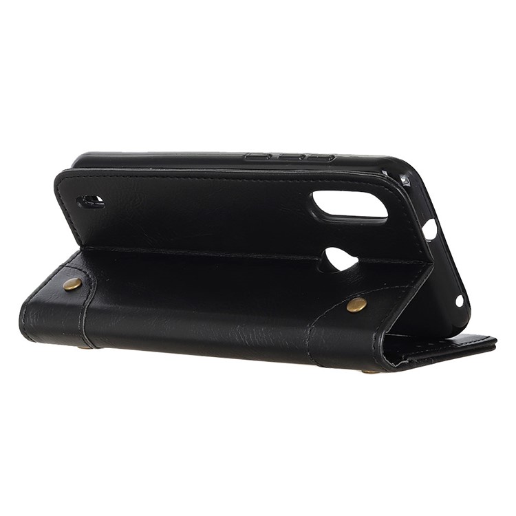 Crazy Horse Auto-absorbed Split Leather Wallet Case for Motorola P40 Play - Black-8