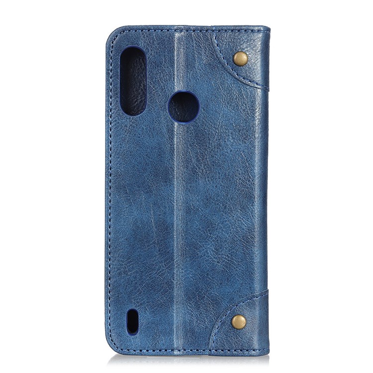 Crazy Horse Auto-absorbed Split Leather Wallet Case for Motorola P40 Play - Blue-6