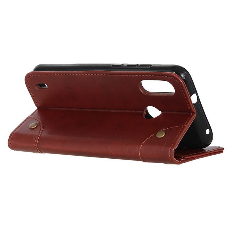 Crazy Horse Auto-absorbed Split Leather Wallet Case for Motorola P40 Play - Brown-6