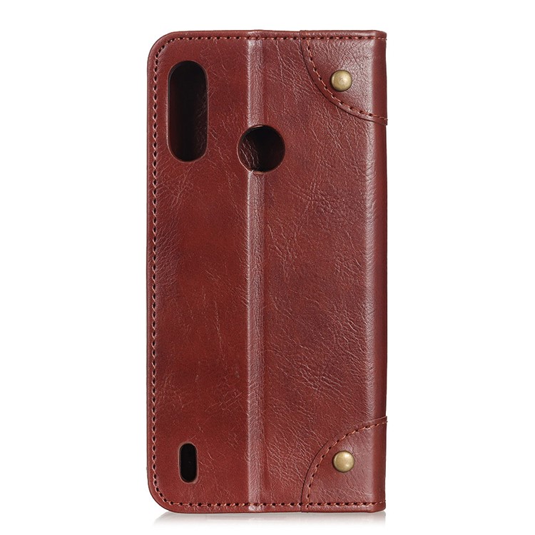 Crazy Horse Auto-absorbed Split Leather Wallet Case for Motorola P40 Play - Brown-7