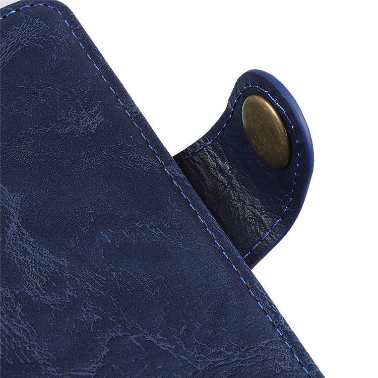 S-shape Crazy Horse PU Leather Flip Shell with Wallet Stand for Motorola P40 Power - Blue-5
