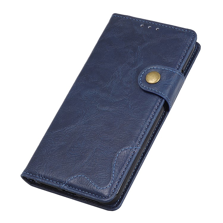 S-shape Crazy Horse PU Leather Flip Shell with Wallet Stand for Motorola P40 Power - Blue-7