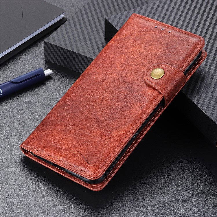 S-shape Crazy Horse PU Leather Flip Shell with Wallet Stand for Motorola P40 Power - Brown-12