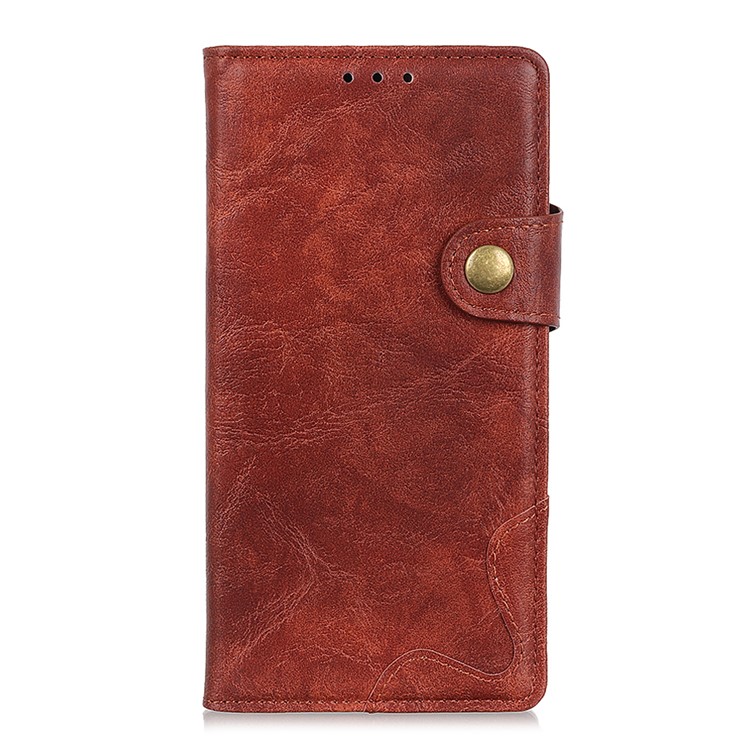 S-shape Crazy Horse PU Leather Flip Shell with Wallet Stand for Motorola P40 Power - Brown-4