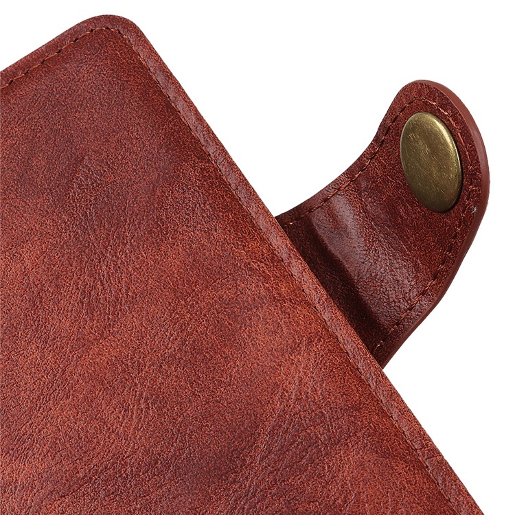 S-shape Crazy Horse PU Leather Flip Shell with Wallet Stand for Motorola P40 Power - Brown-5