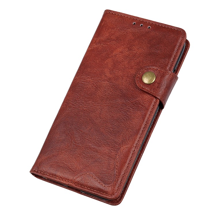 S-shape Crazy Horse PU Leather Flip Shell with Wallet Stand for Motorola P40 Power - Brown-7