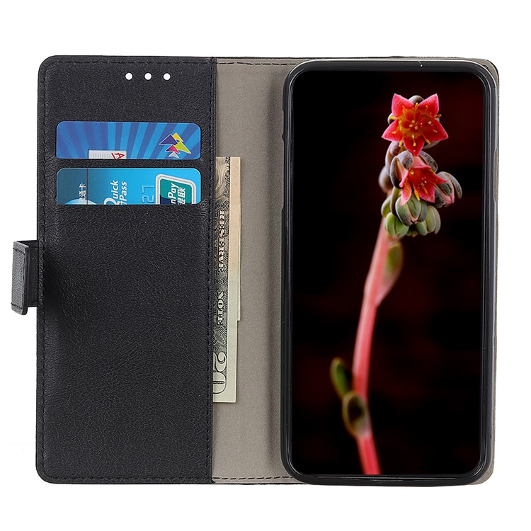 Wallet Stand Leather Flip Cell Phone Case for Motorola P40 Power - Black-5