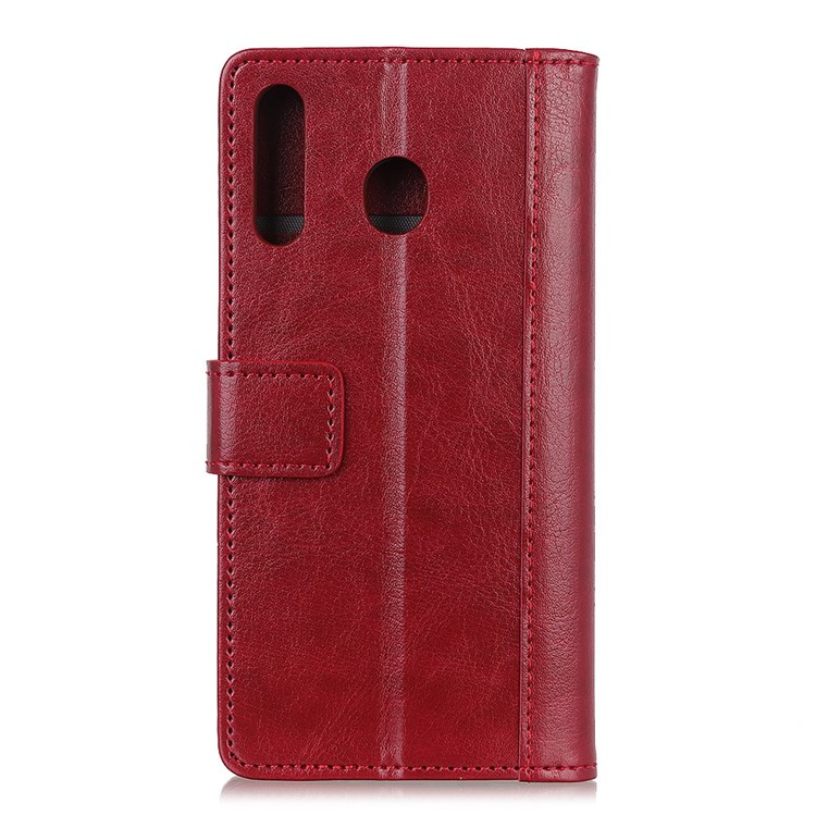Crazy Horse Rivet Stand Wallet Magnetic Leather Case for Motorola P40 Power - Red-2