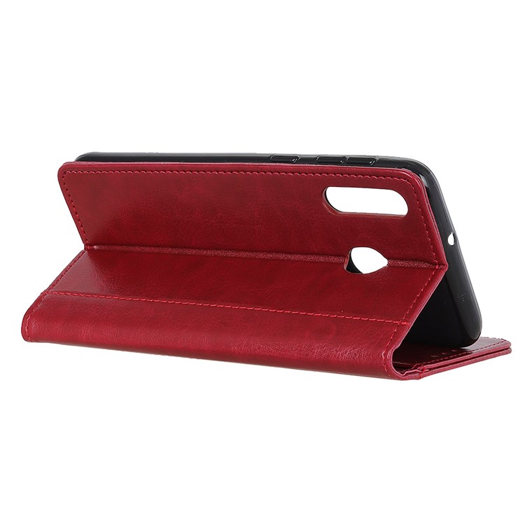 Crazy Horse Rivet Stand Wallet Magnetic Leather Case for Motorola P40 Power - Red-4