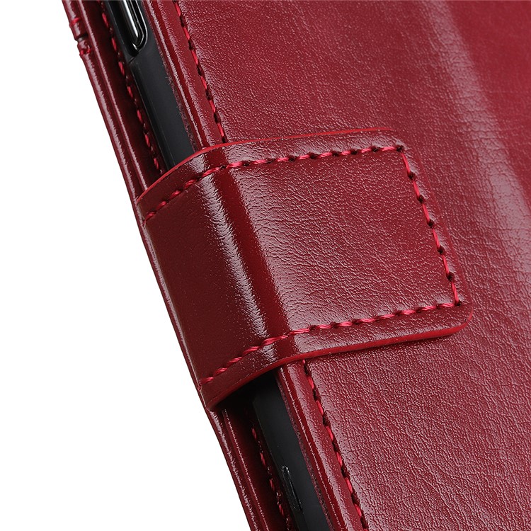 Crazy Horse Rivet Stand Wallet Magnetic Leather Case for Motorola P40 Power - Red-7