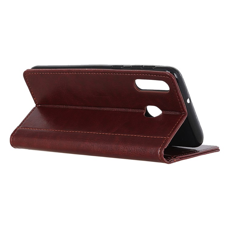 Crazy Horse Rivet Stand Wallet Magnetic Leather Case for Motorola P40 Power - Brown-3