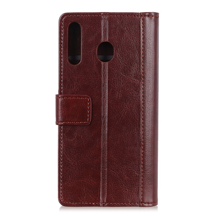 Crazy Horse Rivet Stand Wallet Magnetic Leather Case for Motorola P40 Power - Brown-4