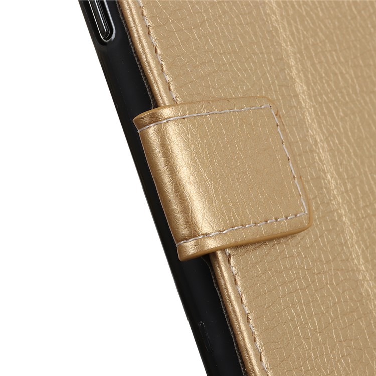 Litchi Grain Leather Cover with Wallet Stand for Motorola P40 Play - Gold-6