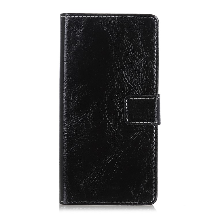 Crazy Horse Vintage Leather Wallet Case for Motorola P40 Play - Black-4