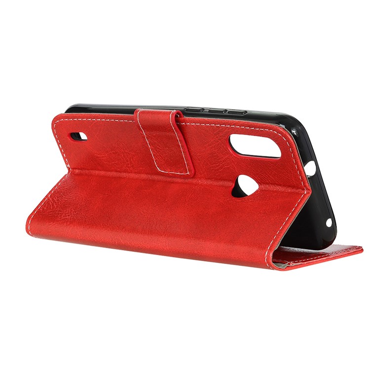 Crazy Horse Vintage Leather Wallet Case for Motorola P40 Play - Red-3