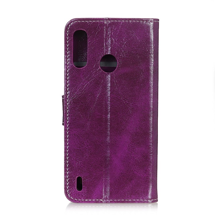 Crazy Horse Vintage Leather Wallet Case for Motorola P40 Play - Purple-8