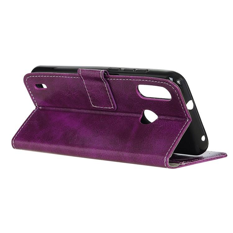 Crazy Horse Vintage Leather Wallet Case for Motorola P40 Play - Purple-9