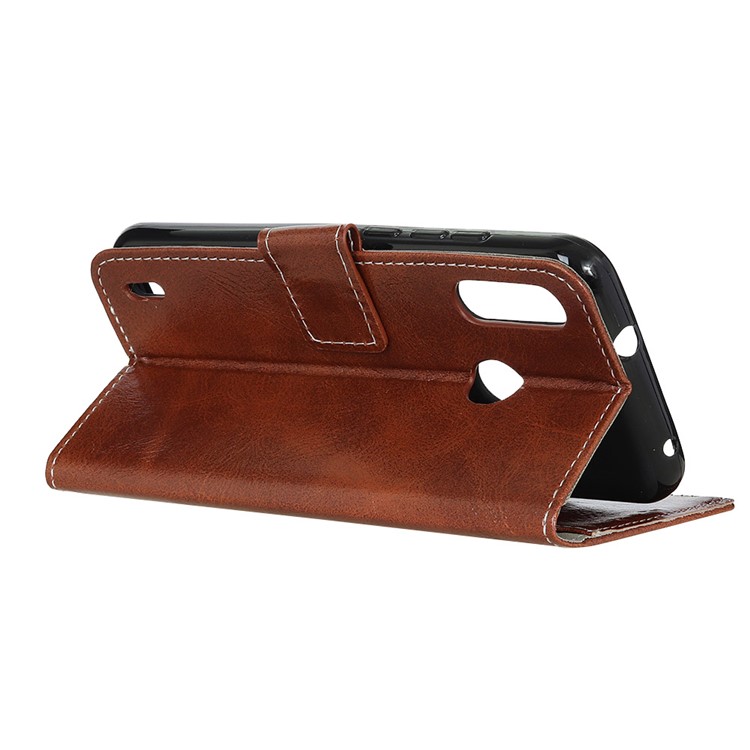 Crazy Horse Vintage Leather Wallet Case for Motorola P40 Play - Brown-9