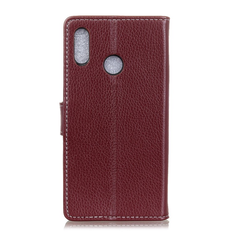 Litchi Grain Leather Cover with Wallet Stand for Motorola One Action / P40 Power - Brown-7