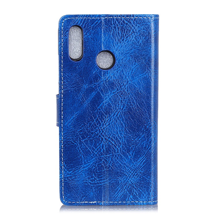Crazy Horse Vintage Leather Wallet Case for Motorola One Action / P40 Power - Blue-2
