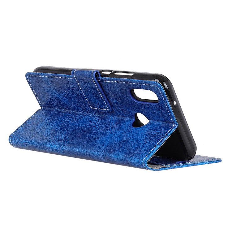 Crazy Horse Vintage Leather Wallet Case for Motorola One Action / P40 Power - Blue-3