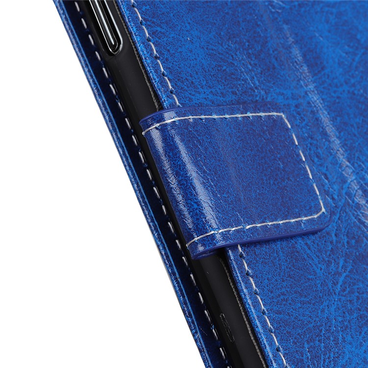 Crazy Horse Vintage Leather Wallet Case for Motorola One Action / P40 Power - Blue-5