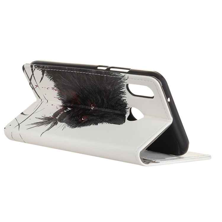 Pattern Printing Stand Leather Mobile Shell for Motorola One Action / P40 Power - Bloody Wolf-5