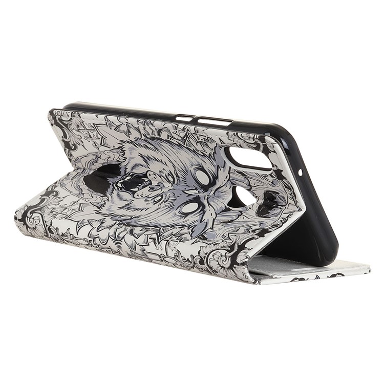 Pattern Printing Stand Leather Mobile Shell for Motorola One Action / P40 Power - Abstract Owl-5
