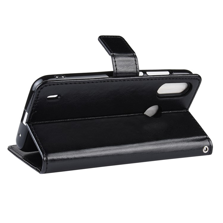 Crazy Horse Leather Stand Wallet Case for Motorola P40 Play - Black-5