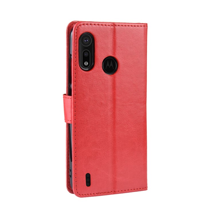 Crazy Horse Leather Stand Wallet Case for Motorola P40 Play - Red-6