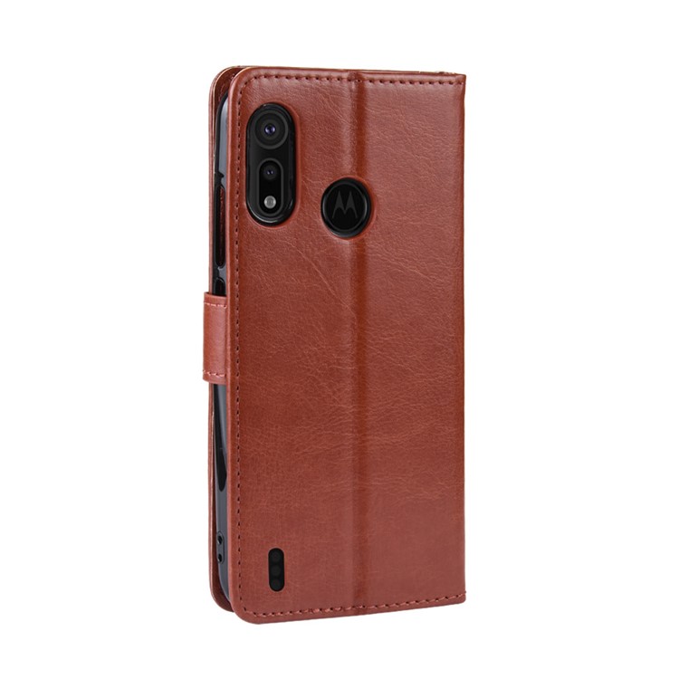 Crazy Horse Leather Stand Wallet Case for Motorola P40 Play - Brown-6