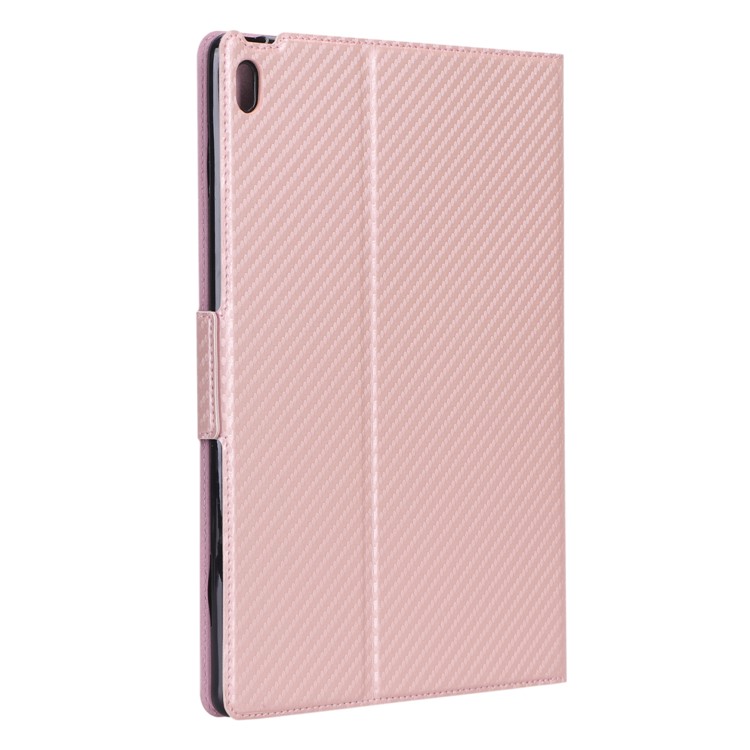 WY-1595A Carbon Fiber Texture PU Leather Stand Casing for Lenovo Tab E10 TB-X104F - Rose Gold-4