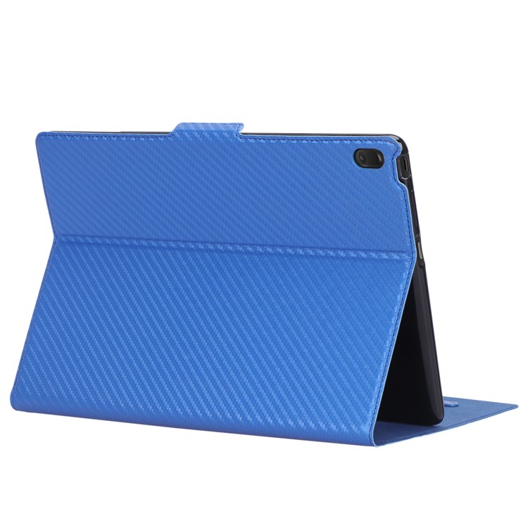 WY-1595A Fibra di Carbonio Texture in Pelle PU Crassetta Per Lenovo Tab E10 TB-X104F - Blu-10