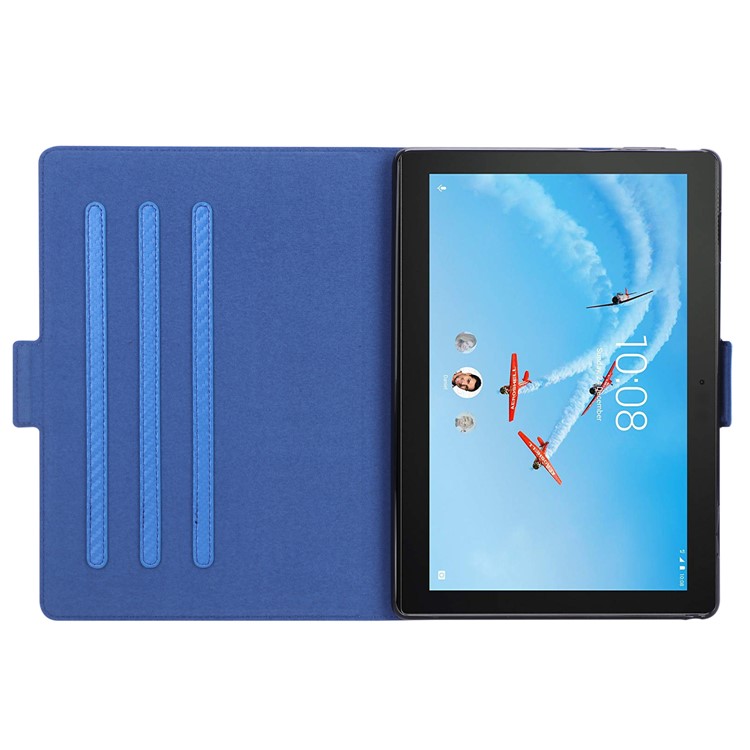 WY-1595A Fibra di Carbonio Texture in Pelle PU Crassetta Per Lenovo Tab E10 TB-X104F - Blu-2