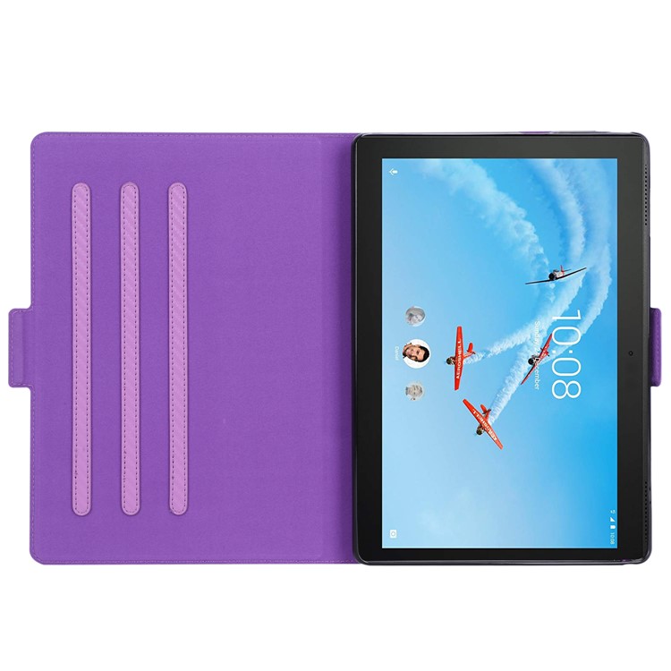 WY-1595A Carbon Fiber Texture PU Leather Stand Casing for Lenovo Tab E10 TB-X104F - Purple-10