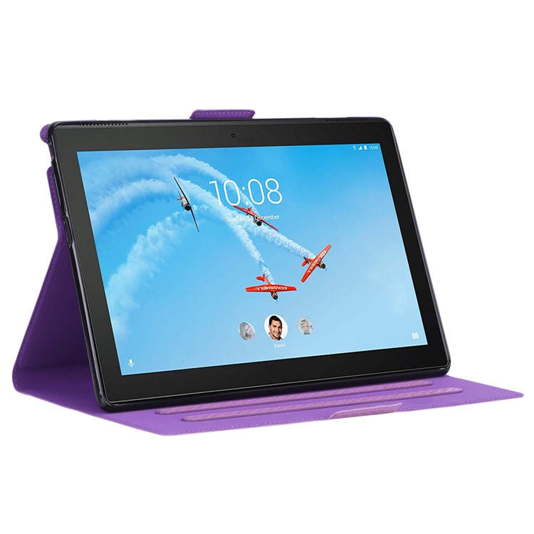 WY-1595A Carbon Fiber Texture PU Leather Stand Casing for Lenovo Tab E10 TB-X104F - Purple-2