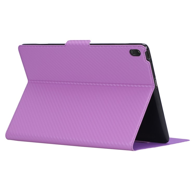 WY-1595A Carbon Fiber Texture PU Leather Stand Casing for Lenovo Tab E10 TB-X104F - Purple-4
