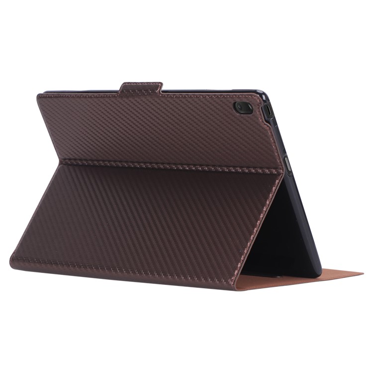 WY-1595A Carbon Fiber Texture PU Leather Stand Casing for Lenovo Tab E10 TB-X104F - Brown-10