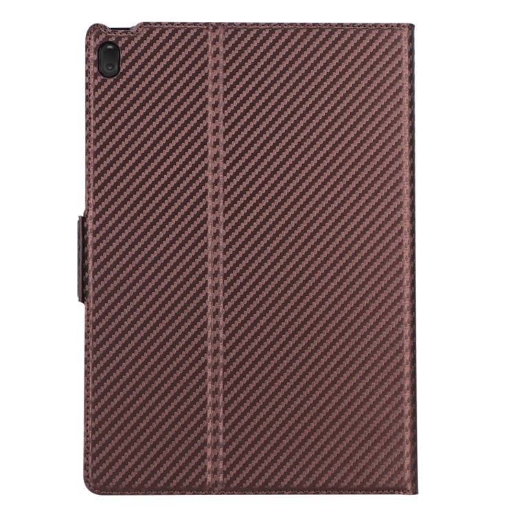 WY-1595A Carbon Fiber Texture PU Leather Stand Casing for Lenovo Tab E10 TB-X104F - Brown-3