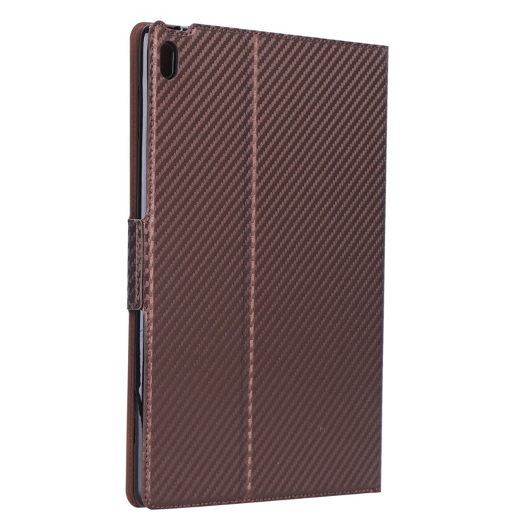 WY-1595A Carbon Fiber Texture PU Leather Stand Casing for Lenovo Tab E10 TB-X104F - Brown-7