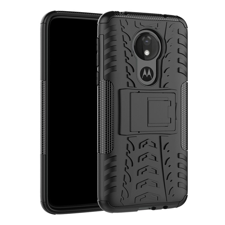 Étui Hybride Antidérapant PC + TPU Avec Kickstand Pour Motorola Moto G7 Power (version Ue) - le Noir