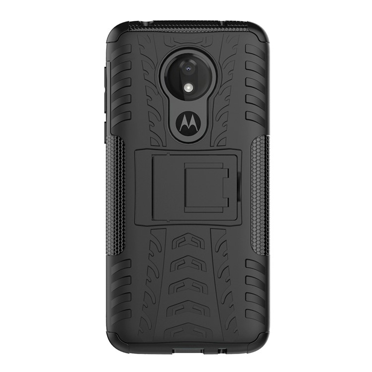 Anti-slip-pc + Tpu-hybridfall Mit Kickstand Für Motorola Moto G7 Power (eu-version) - Schwarz