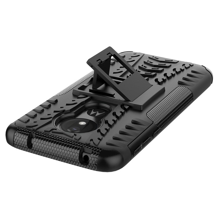 Étui Hybride Antidérapant PC + TPU Avec Kickstand Pour Motorola Moto G7 Power (version Ue) - le Noir